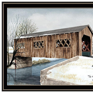 HomeRoots Set of Two Framed Winter Covered Bridge Prints - Elegant Wall Art for Seasonal Home Decor 571953