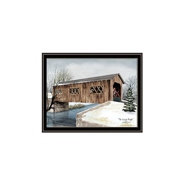 HomeRoots Set of Two Framed Winter Covered Bridge Prints - Elegant Wall Art for Seasonal Home Decor 571953