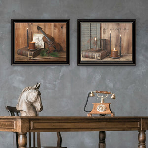 HomeRoots Set of Two Candlelight Prints in Black Frames – Modern Wall Art for Stylish Home Decor Refresh 571955
