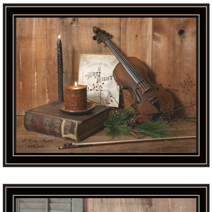 HomeRoots Set of Two Candlelight Prints in Black Frames – Modern Wall Art for Stylish Home Decor Refresh 571955