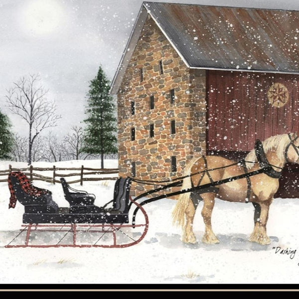 HomeRoots Set of Two Sleigh Ride Framed Wall Art Prints - Cozy Nostalgic Decor for Home & Seasonal Charm 571957