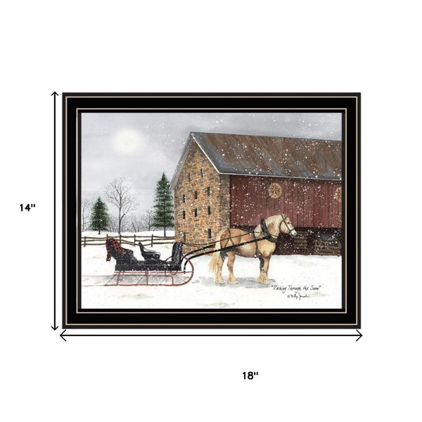 HomeRoots Set of Two Sleigh Ride Framed Wall Art Prints - Cozy Nostalgic Decor for Home & Seasonal Charm 571957