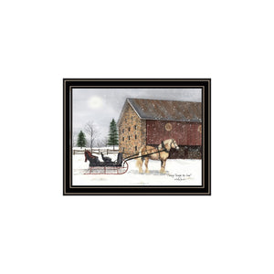 HomeRoots Set of Two Sleigh Ride Framed Wall Art Prints - Cozy Nostalgic Decor for Home & Seasonal Charm 571957