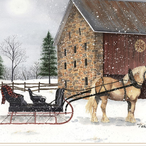 HomeRoots Set of Two Sleigh Ride Framed Wall Art Prints - Charming Seasonal Decor for Home Interiors 571958