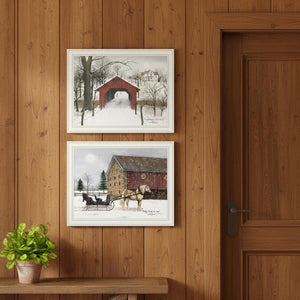 HomeRoots Set of Two Sleigh Ride Framed Wall Art Prints - Charming Seasonal Decor for Home Interiors 571958