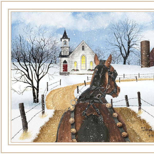 HomeRoots Set of Two Sleigh Bells Ring Framed Wall Art Prints - Timeless Home Décor for Seasonal Charm 571960