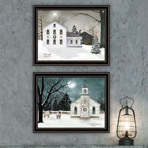 HomeRoots Set of Two Silent Night Black Framed Wall Art – Elegant Acrylic Reproductions for Timeless Decor 571961