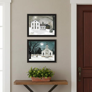 HomeRoots Set of Two Silent Night Black Framed Wall Art – Elegant Acrylic Reproductions for Timeless Decor 571961
