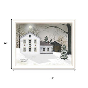 HomeRoots Set of Two Silent Night White Framed Wall Art Prints - Contemporary Elegance for Any Home Decor 571962