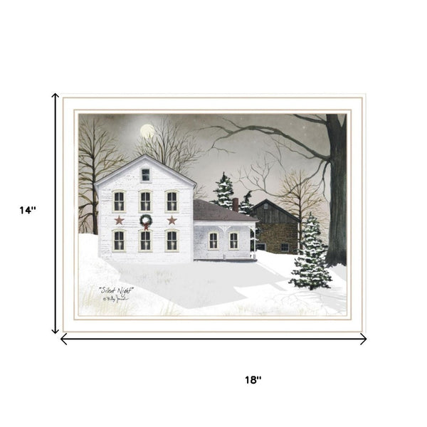 HomeRoots Set of Two Silent Night White Framed Wall Art Prints - Contemporary Elegance for Any Home Decor 571962