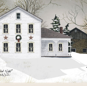 HomeRoots Set of Two Silent Night White Framed Wall Art Prints - Contemporary Elegance for Any Home Decor 571962