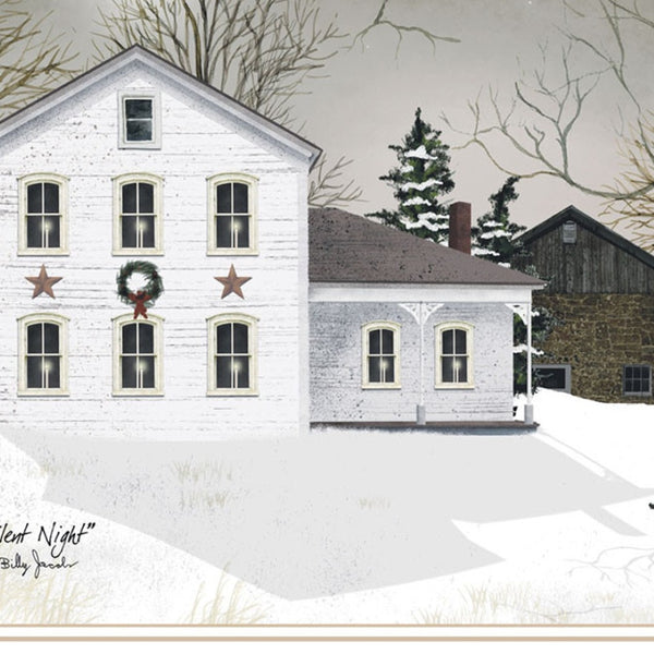 HomeRoots Set of Two Silent Night White Framed Wall Art Prints - Contemporary Elegance for Any Home Decor 571962