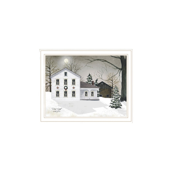 HomeRoots Set of Two Silent Night White Framed Wall Art Prints - Contemporary Elegance for Any Home Decor 571962