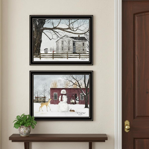 HomeRoots Set of Two Winter Countryside Framed Wall Art Prints – Rustic Charm for Cozy Home Decor! 571963