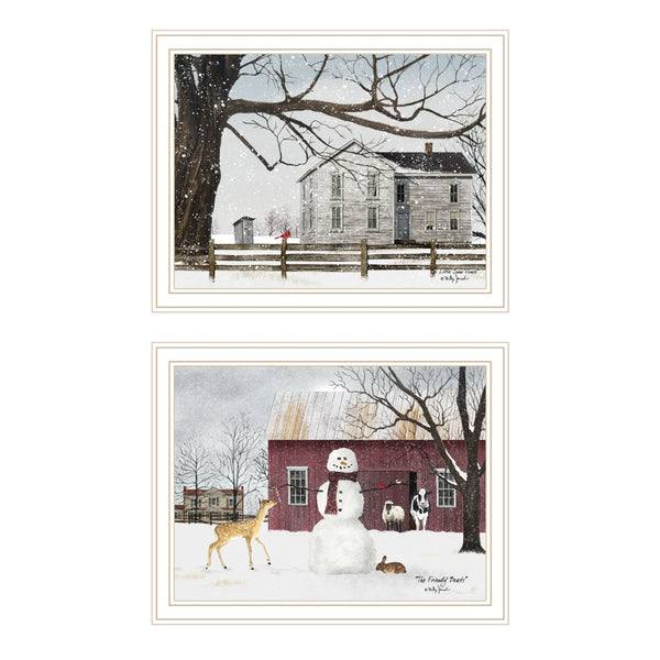 HomeRoots Set of Two Framed Winter Countryside Wall Art – Elegant Home Decor for Living Rooms & More 571964