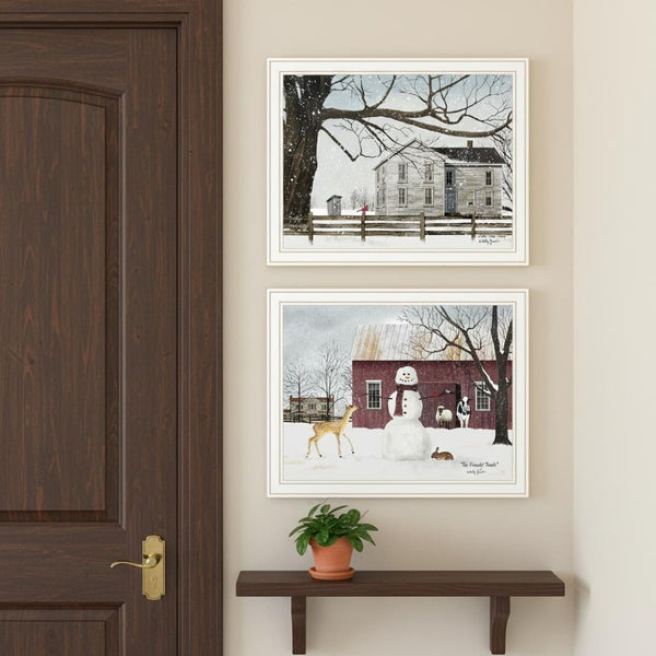 HomeRoots Set of Two Framed Winter Countryside Wall Art – Elegant Home Decor for Living Rooms & More 571964