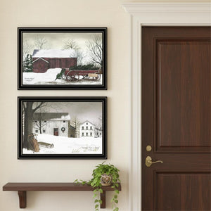 HomeRoots Set of Two Christmas Time with Family Black Framed Wall Art - Festive Holiday Décor for Home! 571965