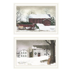 HomeRoots Set of Two Christmas Time with Family Framed Wall Art Prints - Festive Home Decor for Holidays 571966
