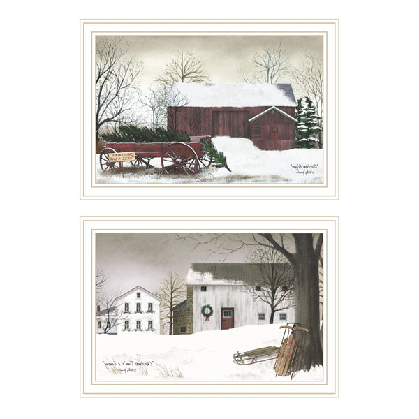 HomeRoots Set of Two Christmas Time with Family Framed Wall Art Prints - Festive Home Decor for Holidays 571966