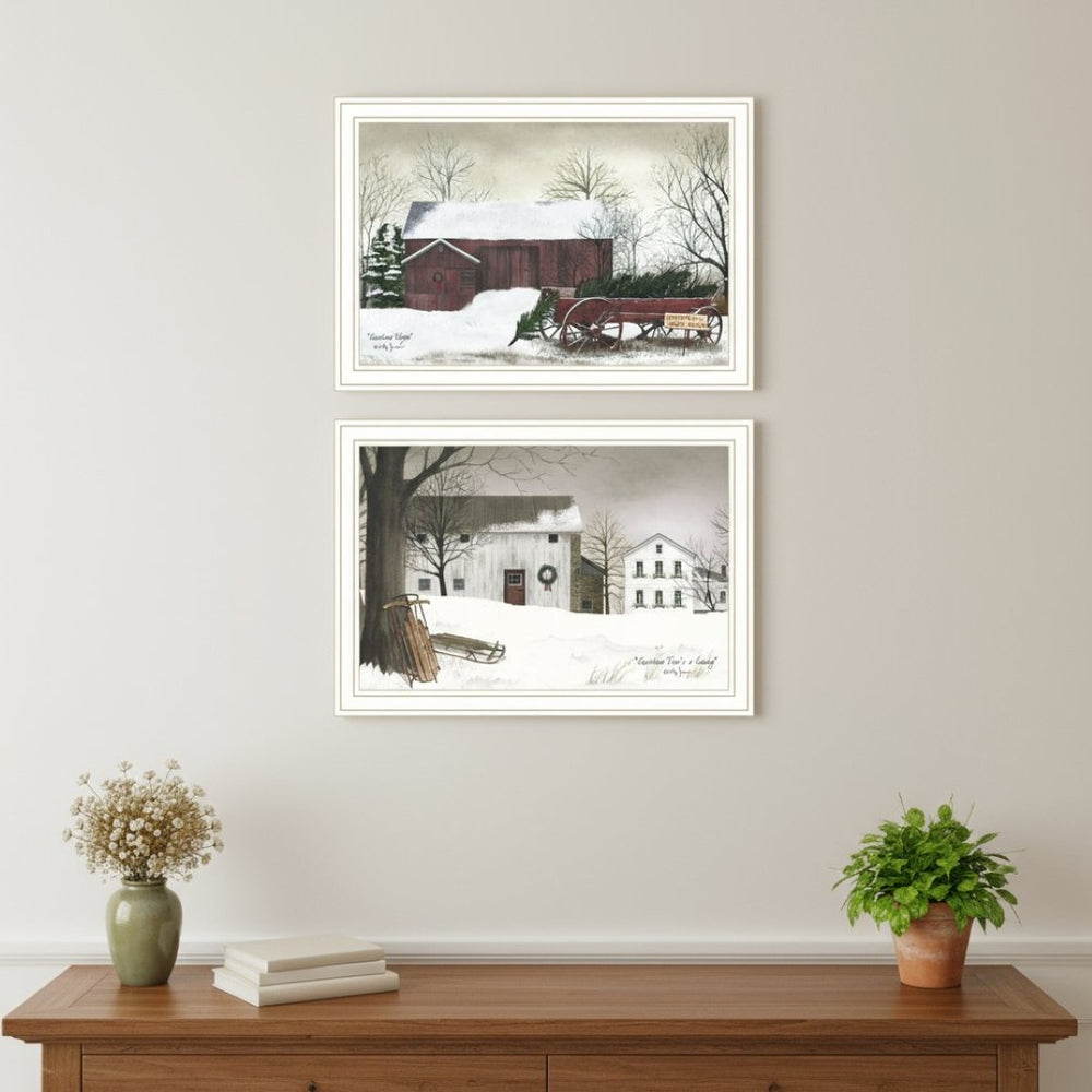 HomeRoots Set of Two Christmas Time with Family Framed Wall Art Prints - Festive Home Decor for Holidays 571966