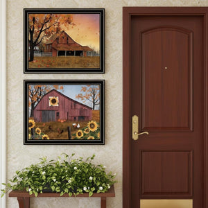 HomeRoots Set Of Two Rustic Apple Picking And Sunflower Quilt Framed Wall Art for Farmhouse Decor Charm 571967