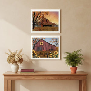 HomeRoots Set of Two Framed Apple Picking & Sunflower Quilt Barn Wall Art for Rustic Home Décor Charm 571968