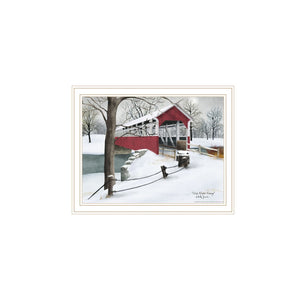 HomeRoots Set of Two Framed Lovers Knot Quilt Barn & Covered Bridge Art – Classic Americana Home Décor 571970