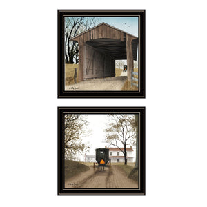 HomeRoots Set of Two Framed Acrylic Wall Art – "Headin' Home" & "Miller's Creek Bridge" for Home Décor 571971