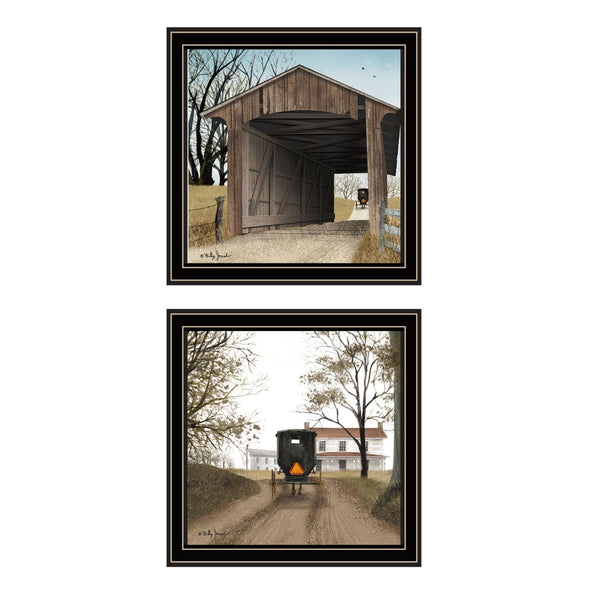 HomeRoots Set of Two Framed Acrylic Wall Art – "Headin' Home" & "Miller's Creek Bridge" for Home Décor 571971