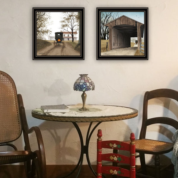 HomeRoots Set of Two Framed Acrylic Wall Art – "Headin' Home" & "Miller's Creek Bridge" for Home Décor 571971