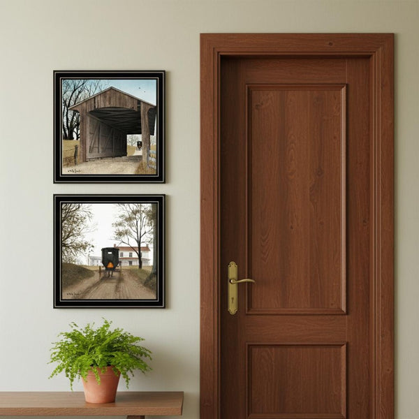 HomeRoots Set of Two Framed Acrylic Wall Art – "Headin' Home" & "Miller's Creek Bridge" for Home Décor 571971