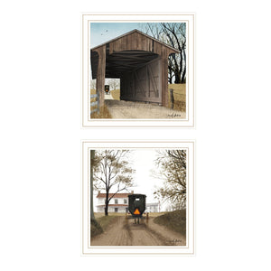 HomeRoots Set of Two Framed Wall Art Prints - "Headin' Home" & "Miller's Creek Bridge" for Stylish Décor 571972