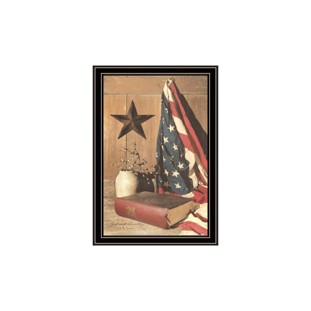 HomeRoots Set of Two Patriotic Star-Spangled Night Wall Art in Black Frames for Modern Home Décor Appeal 571973