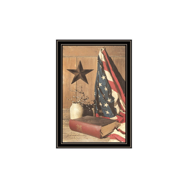 HomeRoots Set of Two Patriotic Star-Spangled Night Wall Art in Black Frames for Modern Home Décor Appeal 571973