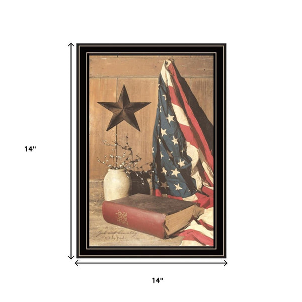 HomeRoots Set of Two Patriotic Star-Spangled Night Wall Art in Black Frames for Modern Home Décor Appeal 571973