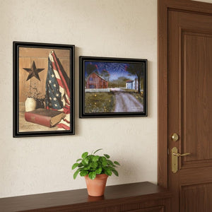 HomeRoots Set of Two Patriotic Star-Spangled Night Wall Art in Black Frames for Modern Home Décor Appeal 571973