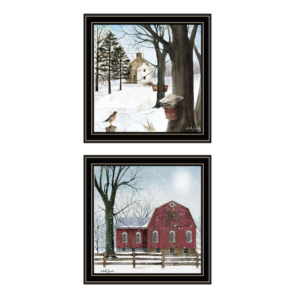 HomeRoots Set of Two Framed Wall Art - Seasonal Charm with Modern Style for Any Room Décor, 14x14 Inches 571975