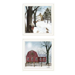 HomeRoots Set of Two Framed Wall Art Prints - Serene Seasonal Charm for Modern Home Decor, 14x14 Inches 571976