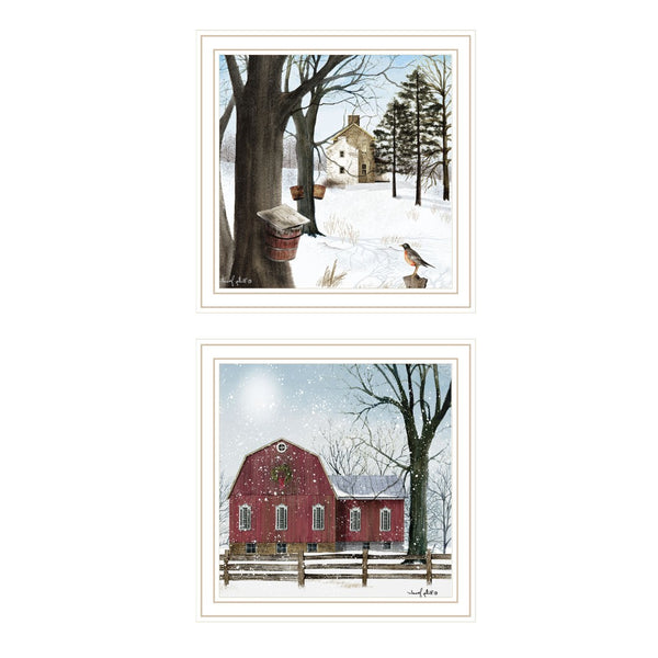 HomeRoots Set of Two Framed Wall Art Prints - Serene Seasonal Charm for Modern Home Decor, 14x14 Inches 571976