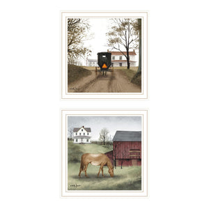 HomeRoots Set of Two Framed Farmhouse Wall Art - Vibrant Equine Prints with White Frames for Stylish Decor 571978