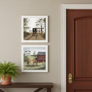 HomeRoots Set of Two Framed Farmhouse Wall Art - Vibrant Equine Prints with White Frames for Stylish Decor 571978