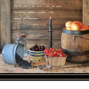 HomeRoots Set of Two Framed Wall Art - Autumn Sunrise & Fruit of the Spirit for Stylish Home Décor Vignettes 571979