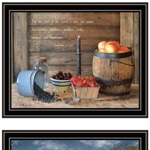 HomeRoots Set of Two Framed Wall Art - Autumn Sunrise & Fruit of the Spirit for Stylish Home Décor Vignettes 571979