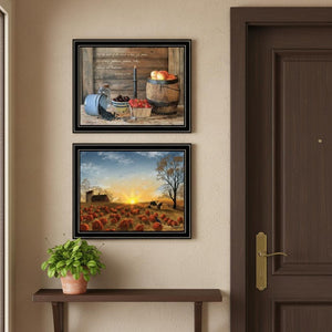 HomeRoots Set of Two Framed Wall Art - Autumn Sunrise & Fruit of the Spirit for Stylish Home Décor Vignettes 571979