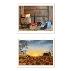 HomeRoots Set of Two Framed Autumn Sunrise & Inspirational Fruit of the Spirit Wall Art for Home Décor 571980