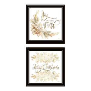 HomeRoots Set of Two Golden "Merry Christmas" Framed Wall Art – Elegant Holiday Decor for Modern Homes 571981