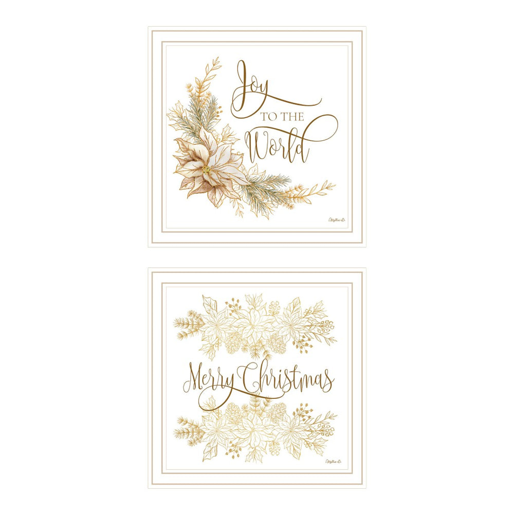 HomeRoots Set of Two Elegant Gold "Merry Christmas" Framed Wall Art for Festive Home Décor Display 571982