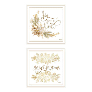 HomeRoots Set of Two Elegant Gold "Merry Christmas" Framed Wall Art for Festive Home Décor Display 571982