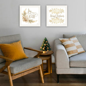 HomeRoots Set of Two Elegant Gold "Merry Christmas" Framed Wall Art for Festive Home Décor Display 571982