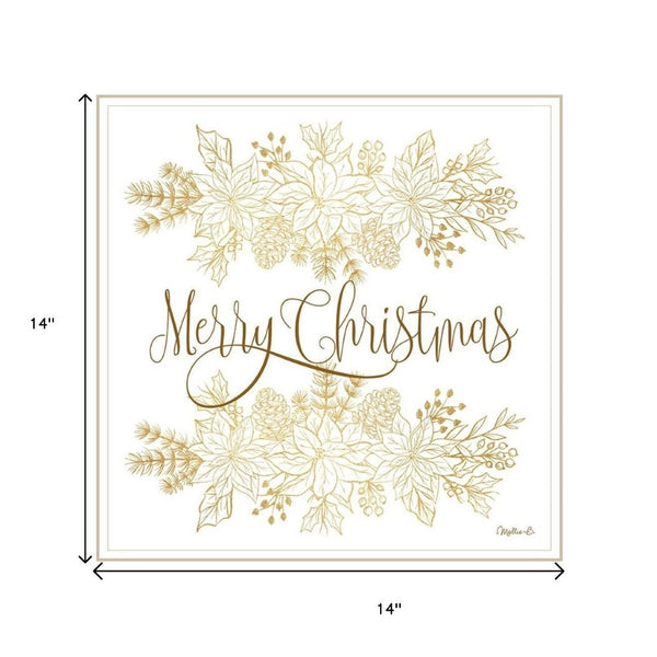 HomeRoots Set of Two Elegant Gold "Merry Christmas" Framed Wall Art for Festive Home Décor Display 571982